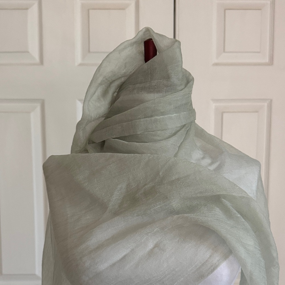 Cashmere Light Green Sheer Scarf - Picture 9 of 10